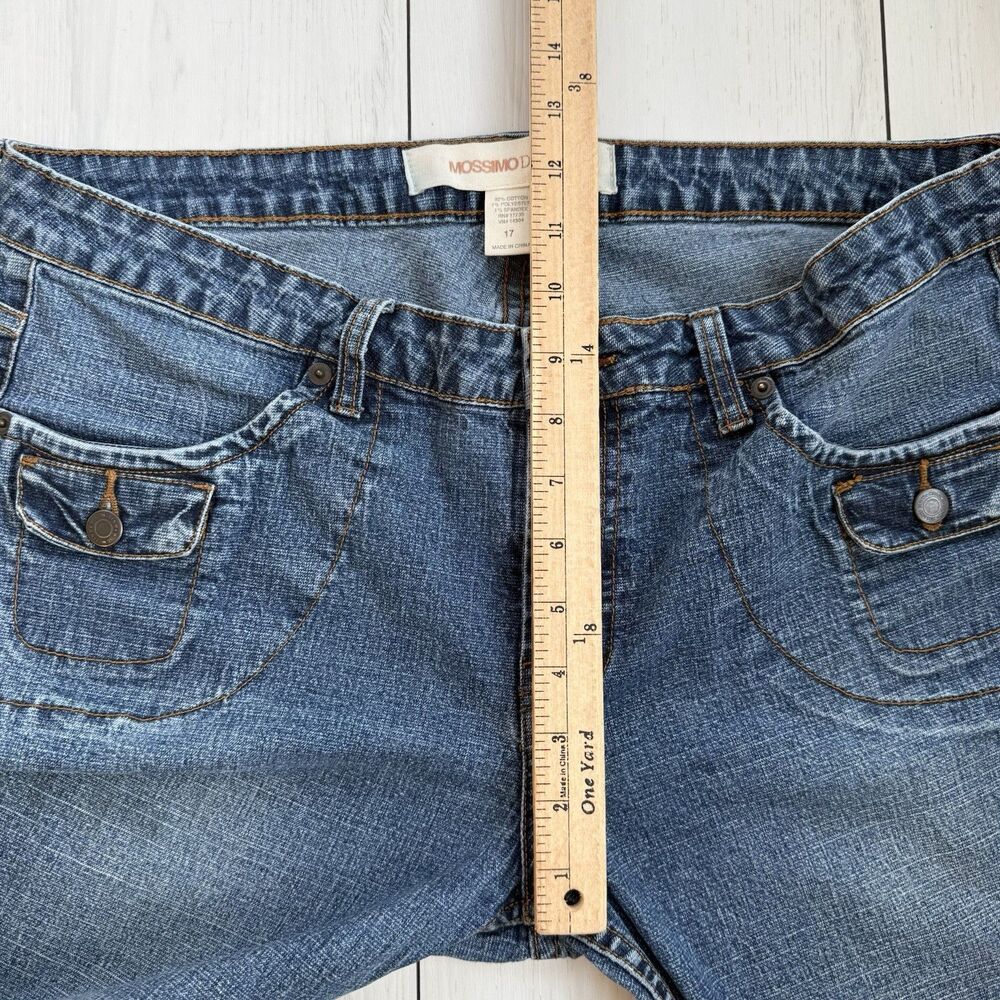 VTG MOSSIMO Jeans Womens 17 Low Rise Flare Dark Wash Coin Pocket Retro Y2K - Picture 9 of 9